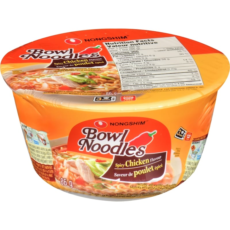 n*u様 spicygem 新作 studs bowl tiny chipped Nong Shim Bowl Noodles, Spicy Chicken - 86 g | Zehrs