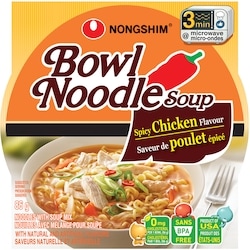 Nong Shim Bowl Noodle Soup Saveur de Poulet Épicé Nouilles avec Mélange pour Soupe 86 g, 1,73 $/100g