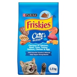 Purina Friskies Chef's Blend Assorted Flavours, Dry Cat Food 1.5 kg, $0.60/100g