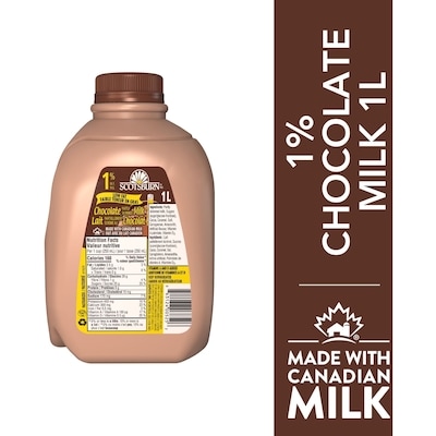 Scotsburn 1% Chocolate Partly Skimmed Milk 1 l, $0.34/100ml