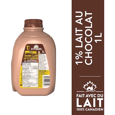 Scotsburn Lait partiellement écrémé au chocolat 1 % 1 l, 0,34 $/100ml