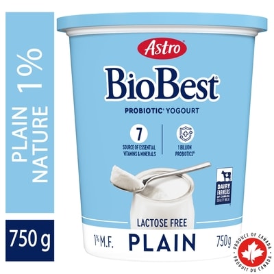 Astro Biobest Lactose Free Probiotic Plain Yogurt 1% 750 g, $0.44/100g