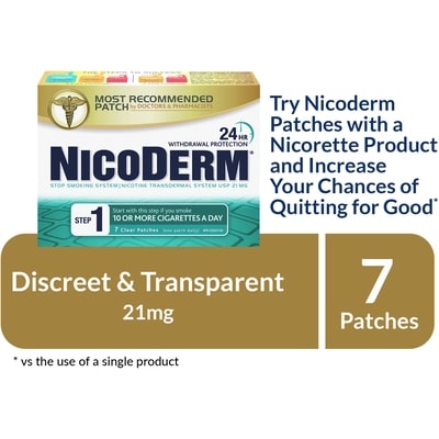 Nicoderm Clear Patch, Step 1 7 ea, $5.00/1ea