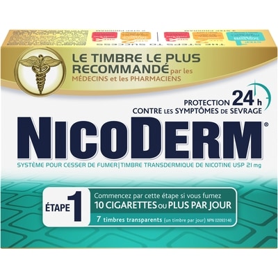 Nicoderm Timbre transparent étape 1 7 ea, 5,00 $/1ch