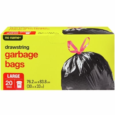 No Name Large Drawstring Garbage Bags 20 ea, $0.58/1ea
