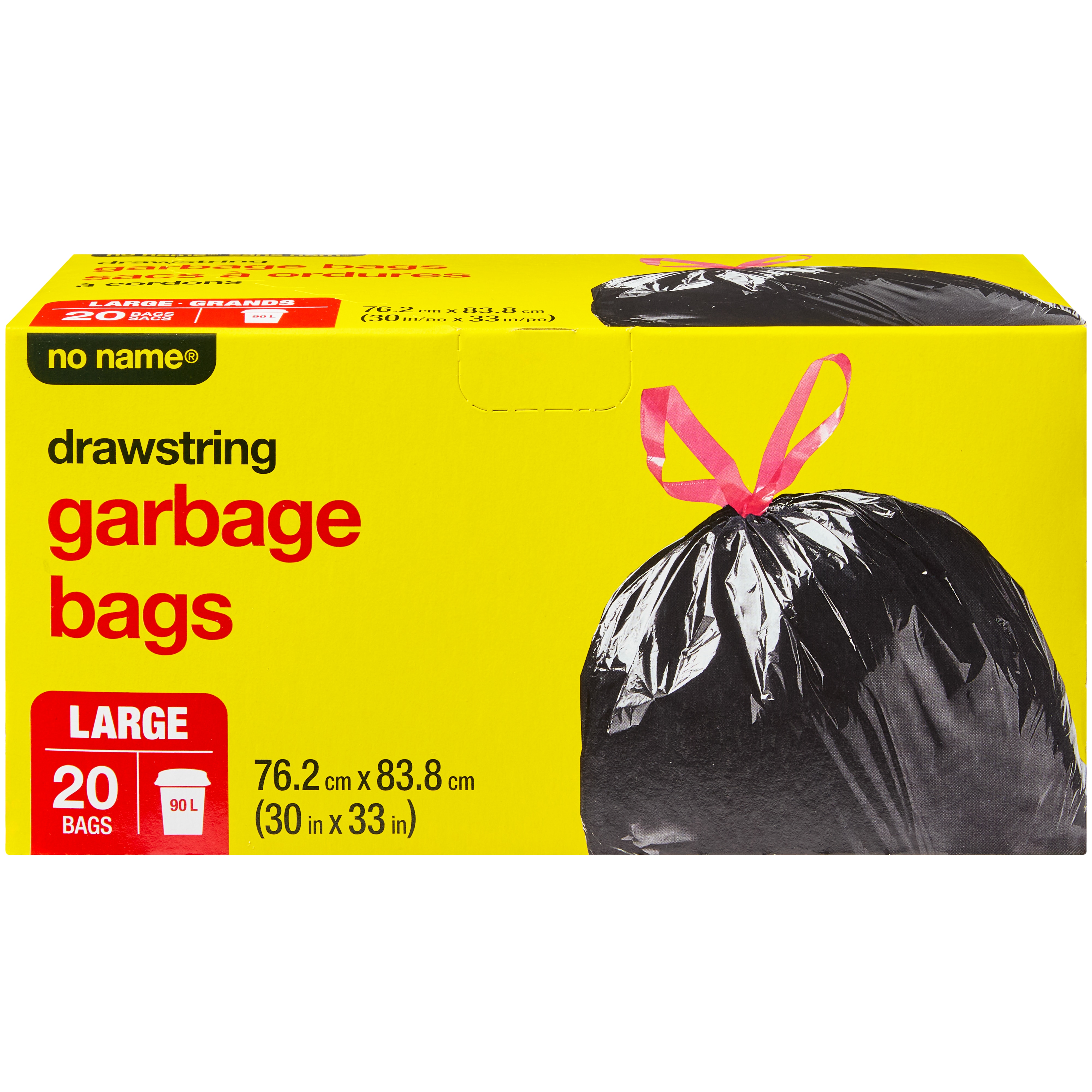 No Name Large Drawstring Garbage Bags 20 ea, $0.40/1ea