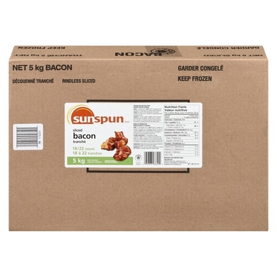 Sunspun Bacon en tranches 5 kg, 1,32 $/100g