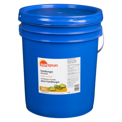 Sunspun Cornichons à l'aneth tranchés pour hamburger 20 l, 0,23 $/100ml