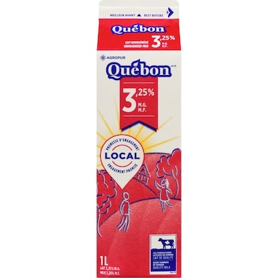 QUEBON 3.25% MF Homogenized Milk 1 l, $0.24/100ml