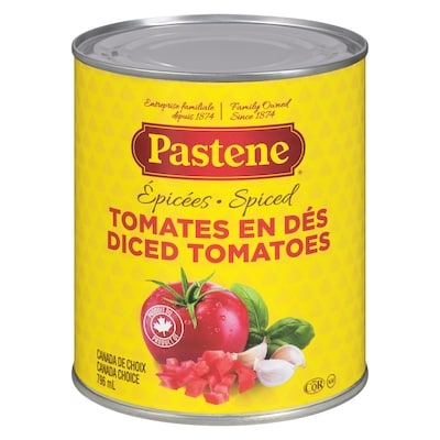 Pastene Ready Spiced, Diced Tomatoes 796 ml, $0.35/100ml