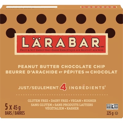 Larabar Barre énergétique beurre d’Arachide et pépites de chocolat 5 barres 225 g, 4,00 $/100g