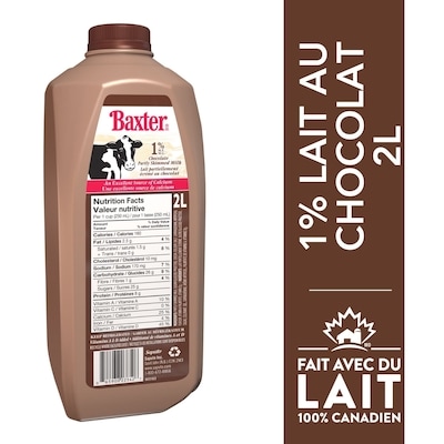 Baxter Lait partiellement écrémé au chocolat 1 % 2 l, 0,28 $/100ml