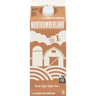 Northumberland 1% Partly Skim Chocolate Milk 2 l, $0.28/100ml