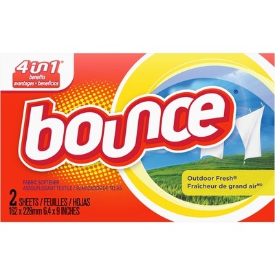 Bounce Feuilles assouplissantes pour distributrice, 2 feuilles 1 ea, 40,00 $/1ch