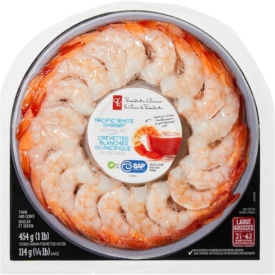 President's Choice Pacific White Shrimp Platter with Mild Cocktail Sauce 568 g, $3.52/100g