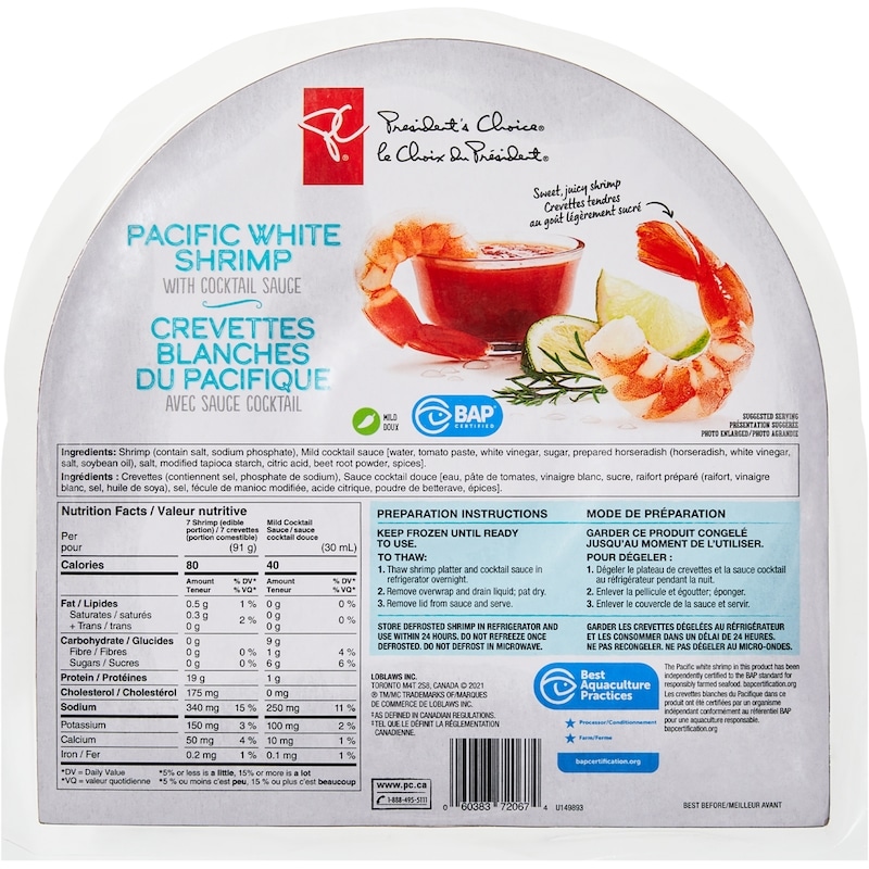 Pacific White Shrimp Platter with Mild Cocktail Sauce