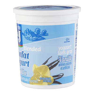 J & J Yogourt sans gras vanille 907 g, 1,21 $/100g