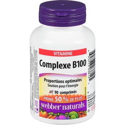 Webber Naturals Complexe B 100 mg 90 ea, 0,21 $/1ch