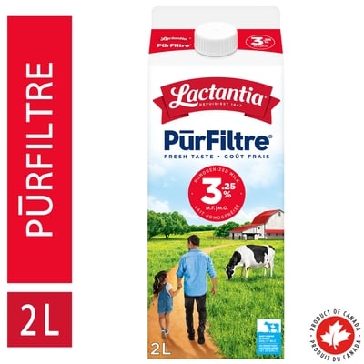 Lactantia Purfiltre lait entier 3.25 % 2 l, 0,29 $/100ml