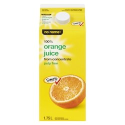 No Name Orange Juice, Pulp Free 1.75 l, $0.17/100ml