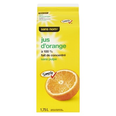 Sans Nom Jus d’orange sans pulpe 1.75 l, 0,17 $/100ml