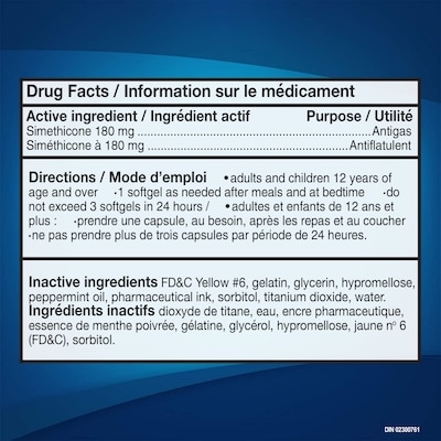 Capsules Ultra-fort pour soulager rapidement la douleur, la pression et les ballonnements, 180 mg, 45 unités