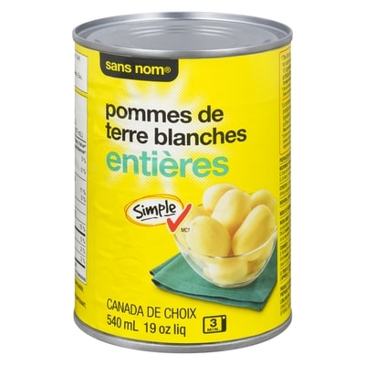 Sans Nom Pommes de terre blanches entières 540 ml, 0,37 $/100ml
