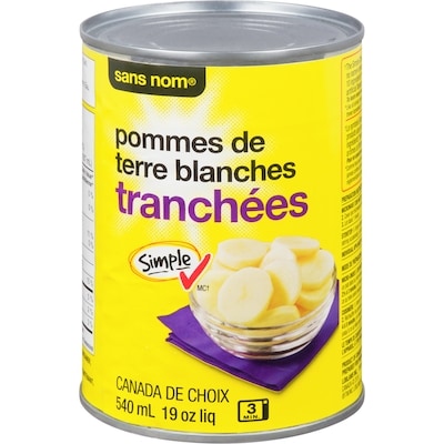Sans Nom Pommes de terre blanches tranchées 540 ml, 0,26 $/100ml