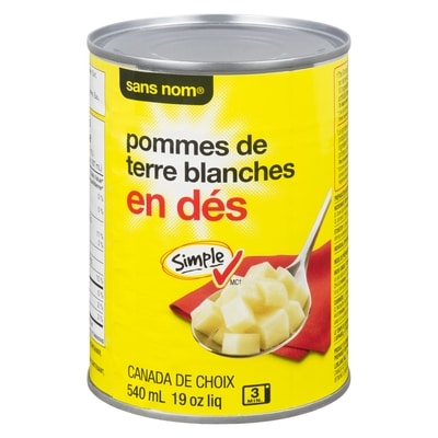 Sans Nom Pommes de terre blanches en dés 540 ml, 0,26 $/100ml