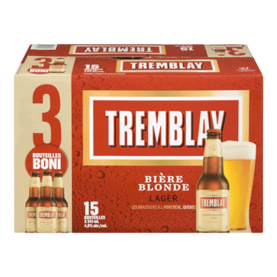 Tremblay Lager blonde Tremblay, 4,9 % (Pièce d’identité requise au moment du ramassage) 15x341.0 ml, 0,35 $/100ml