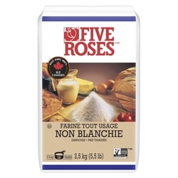Five Roses Farine tout usage jamais blanchie 2.5 kg, 0,24 $/100g