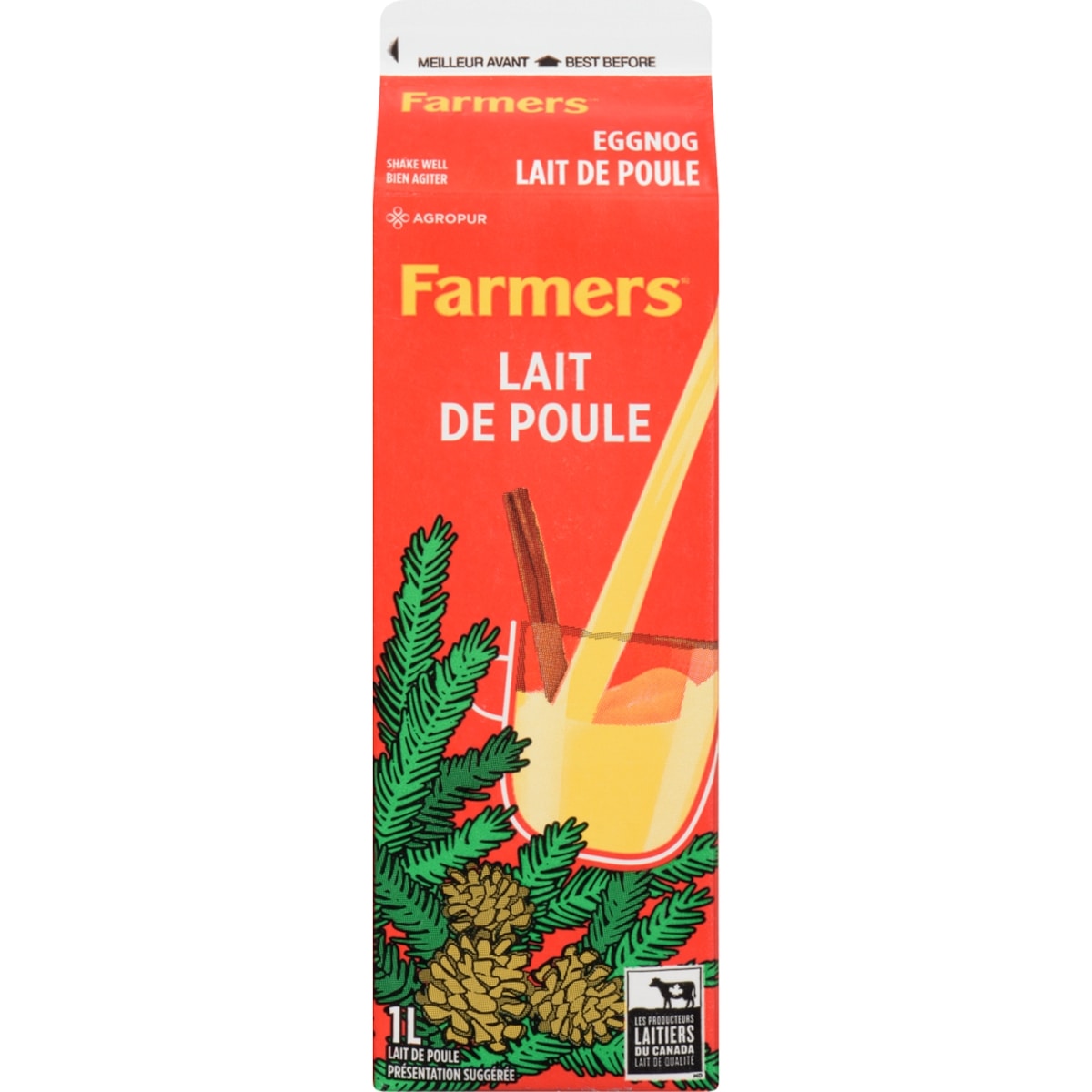 Farmers Lait de poule 1 l, 0,38 $/100ml