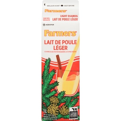 Farmers Lait de poule léger 1.9% 1 l, 0,38 $/100ml