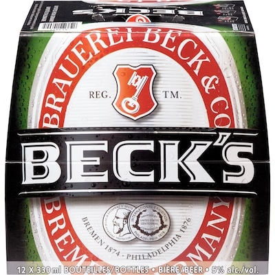 Beck’s Bière Beck’s (Pièce d’identité requise au moment du ramassage) 12x330.0 ml, 0,70 $/100ml