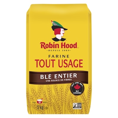 Robin Hood farine de blé entier tout usage 5 kg, 0,26 $/100g