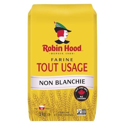 Robin Hood Farine tout usage non blanchie 5 kg, 0,26 $/100g