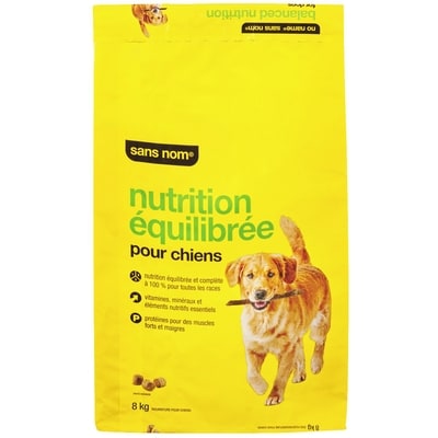 Sans Nom Nutrition équilibrée pour chiens 8 kg, 0,28 $/100g