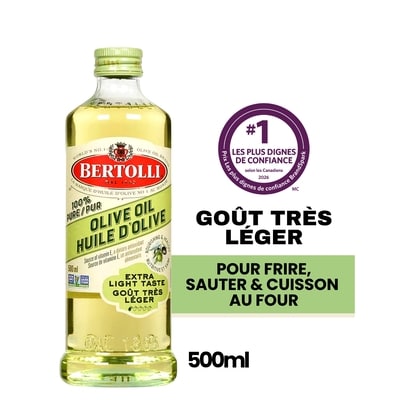 Bertolli Huile d’olive au goût très léger 500 ml, 2,20 $/100ml