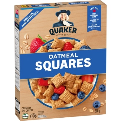 Quaker Oatmeal Squares Cereal 500 g, $1.00/100g