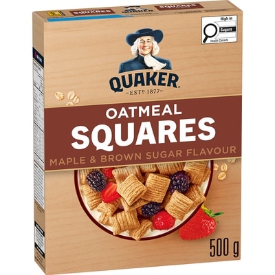 Quaker Oatmeal Squares Maple & Brown Sugar flavour cereal 500 g, $1.00/100g