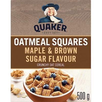 Quaker Oatmeal Squares Maple & Brown Sugar flavour cereal 500 g, $1.16/100g