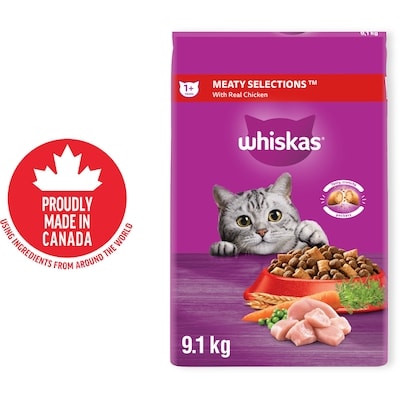 Whiskas Adult Dry Cat Food Meaty Selections With Real Chicken 9.1 kg, $0.47/100g