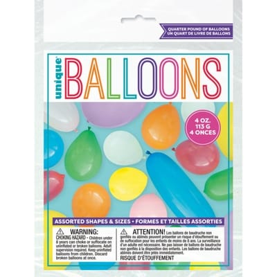 Unique Quarter Pound Latex Balloons, Assorted Size - Multi-colours 1 ea, $2.50/1ea