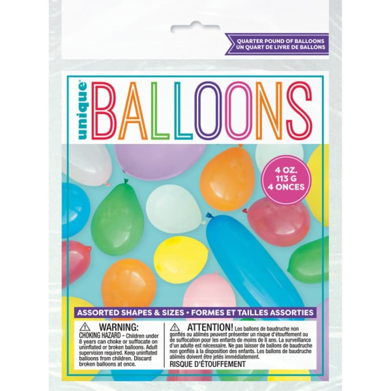 Quarter Pound Latex Balloons, Assorted Size - Multi-colours
