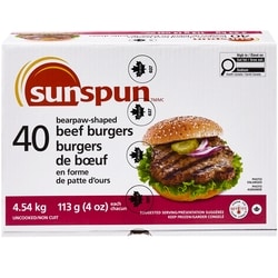 Sunspun Burgers de bœuf en forme de patte d’ours 4.54 kg, 1,45 $/100g