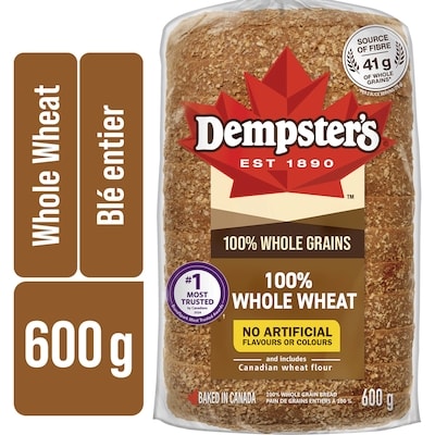 Dempster 100% Whole Grains 100% Whole Wheat Bread 600 g, $0.92/100g