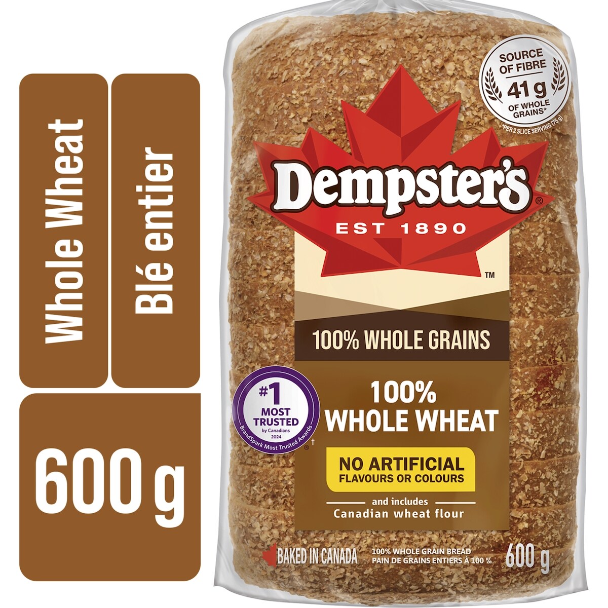 Dempster’s Pain à 100 % de grains entiers au blé entier 600 g, 0,92 $/100g