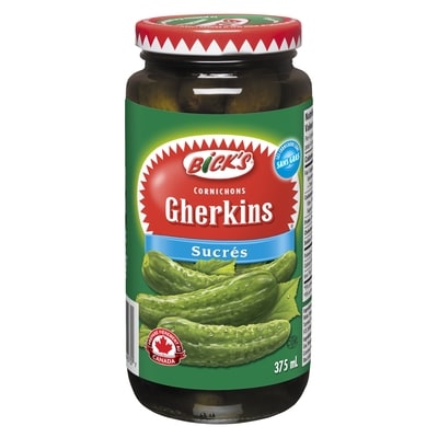 Bick’s Cornichons gherkins sucrés 375 ml, 1,73 $/100ml