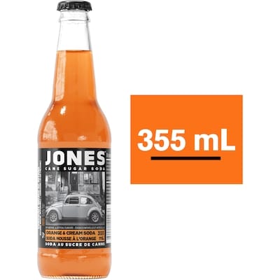 Jones Soda Co. Soda artisanal au sucre de canne mousse à l’orange, paquet de 12 12x355.0 ml, 0,40 $/100ml