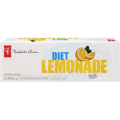 President's Choice Diet Lemonade Sparkling Soda   12x355.0 ml, $0.15/100ml